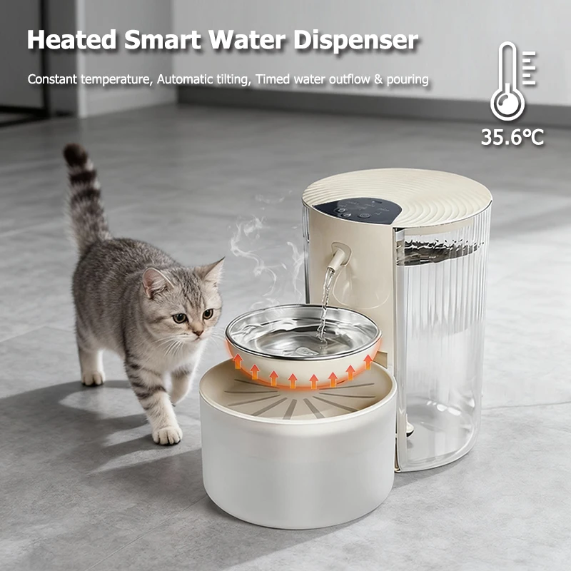 3L Smart Constant Temperature Tilting Pet Water Dispenser Timed & Quantitatively Feed Water Silent cat&dog Heated Water Fountain