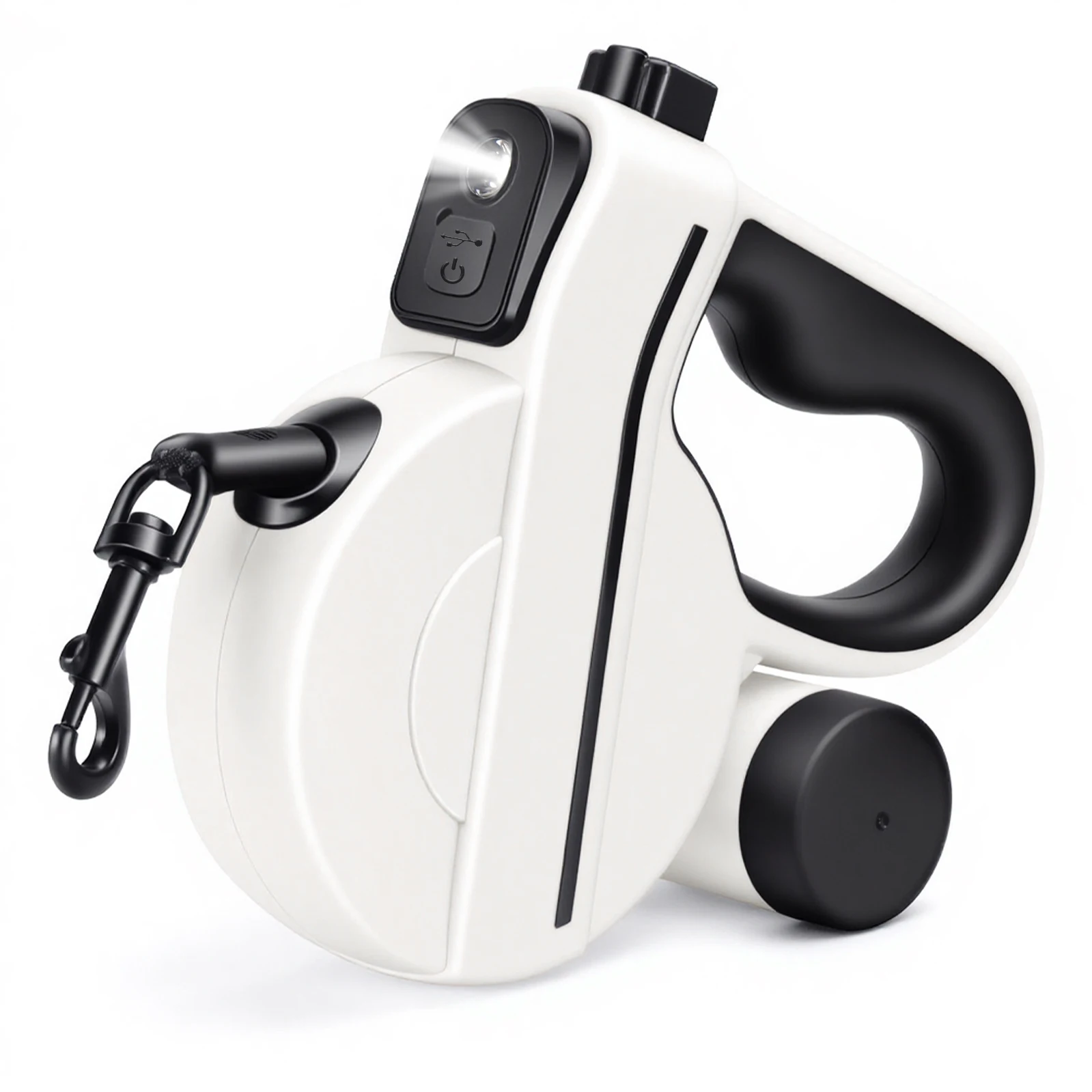 16ft USB LED Retractable Dog Leash, Reflective & Tangle-Free with Poop Bag Holder for Night Safety, Black - Image 7