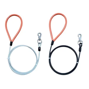 Anti-Bite Dogs Chain Leash Steel Wire Dog Lead Heavy-Duty Pet Dog Tie-Out Cable Chew Proof Metal Leashes for Medium & Large Dogs