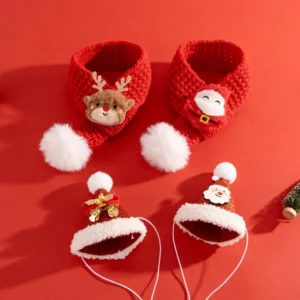Reusable Christmas Cat Hat Red Autumn Winter Xmas Cat Custom Decorative Cute Cartoon Pets Dress Up Supplies for Dogs