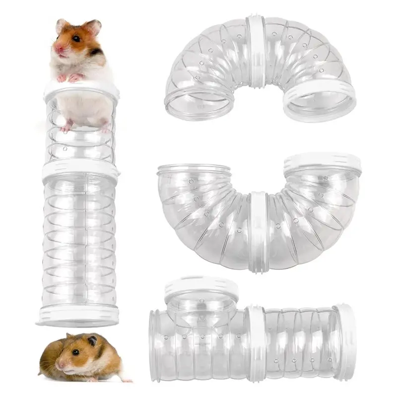 【PRICE-DROP!】Hamster Tunnel Kit 8 PCS Transparent Curved Pet Cage Tube Set For Dwarf Hamsters DIY Connection External Pipe - Image 5