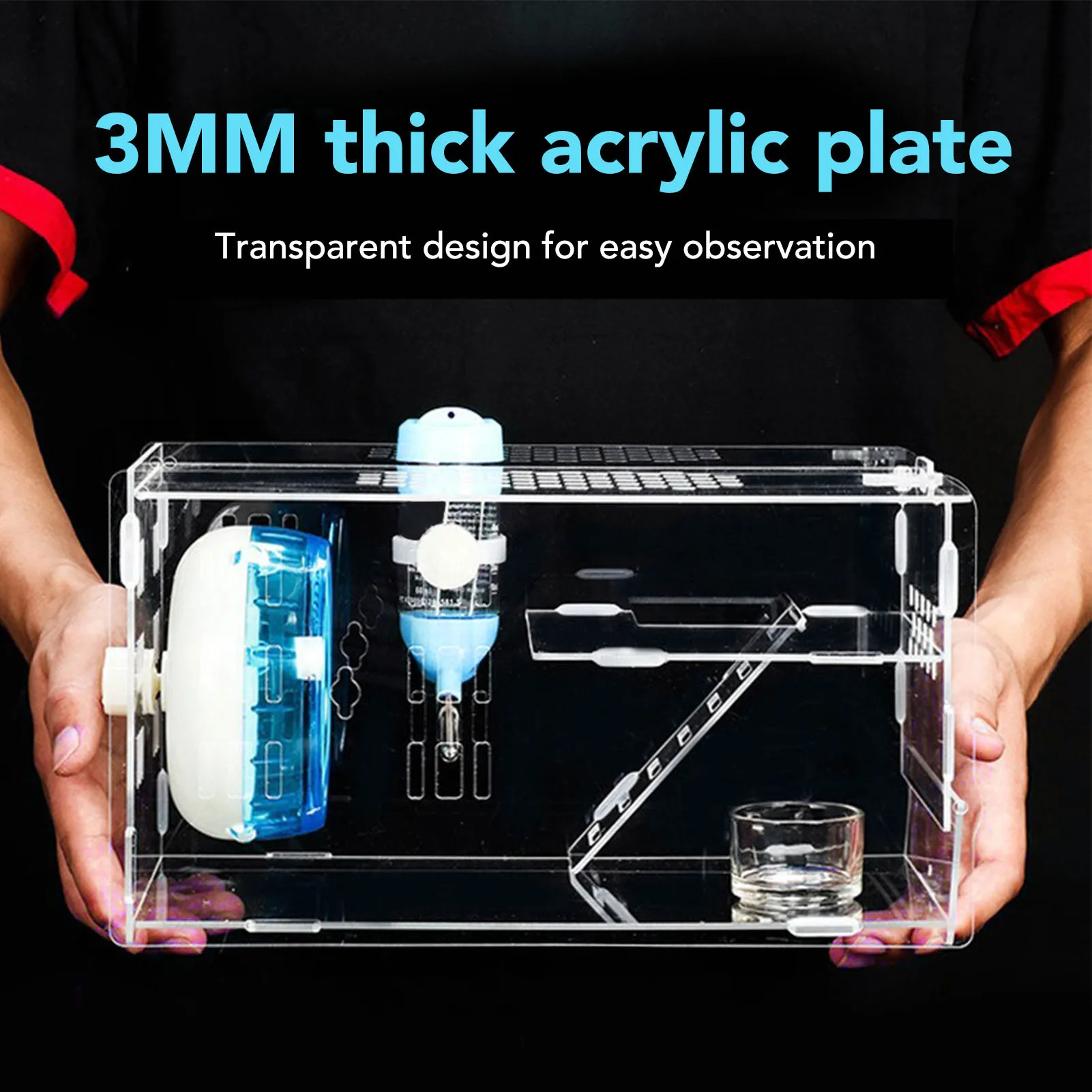 Clear Hamster Cage Acrylic with Silent Exercise Wheel Small Animal Cage for Little Hamster - Image 5