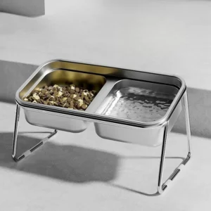 1pcs Stainless Steel Anti-Tip Pet Bowl for Dogs & Cats - Durable Food & Water Dish with Leak-Proof Feeding Bowl for Cats & Dogs