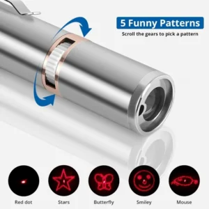 Cat Laser Pointer Toys Usb Rechargeable Adjustable Cute Patterns Interactive Kitten Dog Red Dot Chase Light Toy Pet Supplies