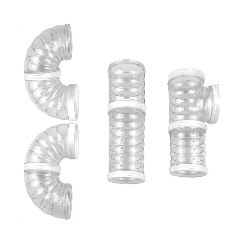 【PRICE-DROP!】Hamster Tunnel Kit 8 PCS Transparent Curved Pet Cage Tube Set For Dwarf Hamsters DIY Connection External Pipe