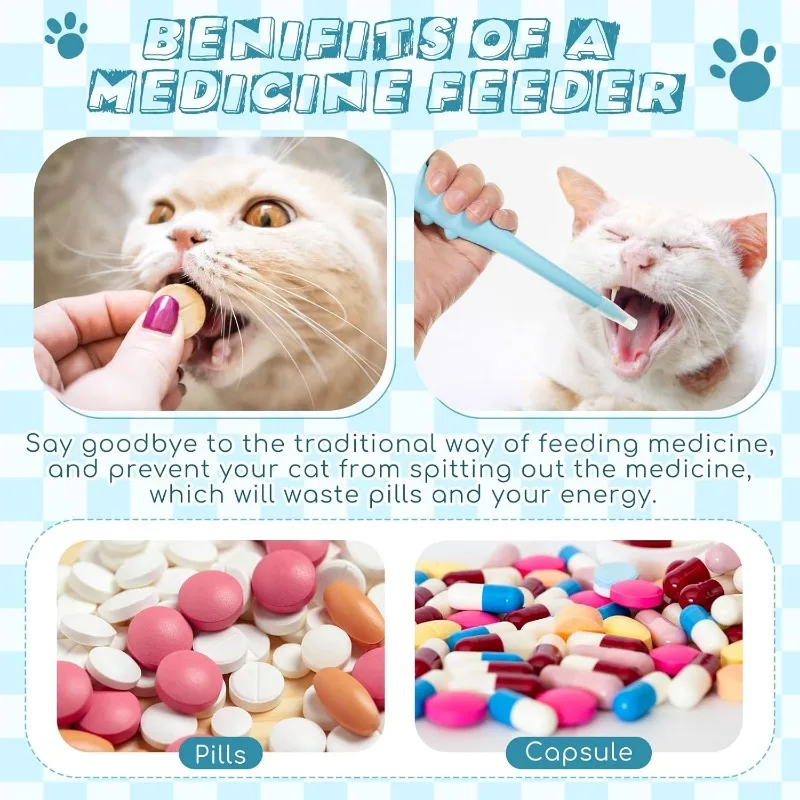 2-in-1 Pet Pill Dispenser with Soft Silicone Tips - Anti-Choke Medicine Feeder for Cats/Hamsters/Small Animals Blue and Pink - Image 5