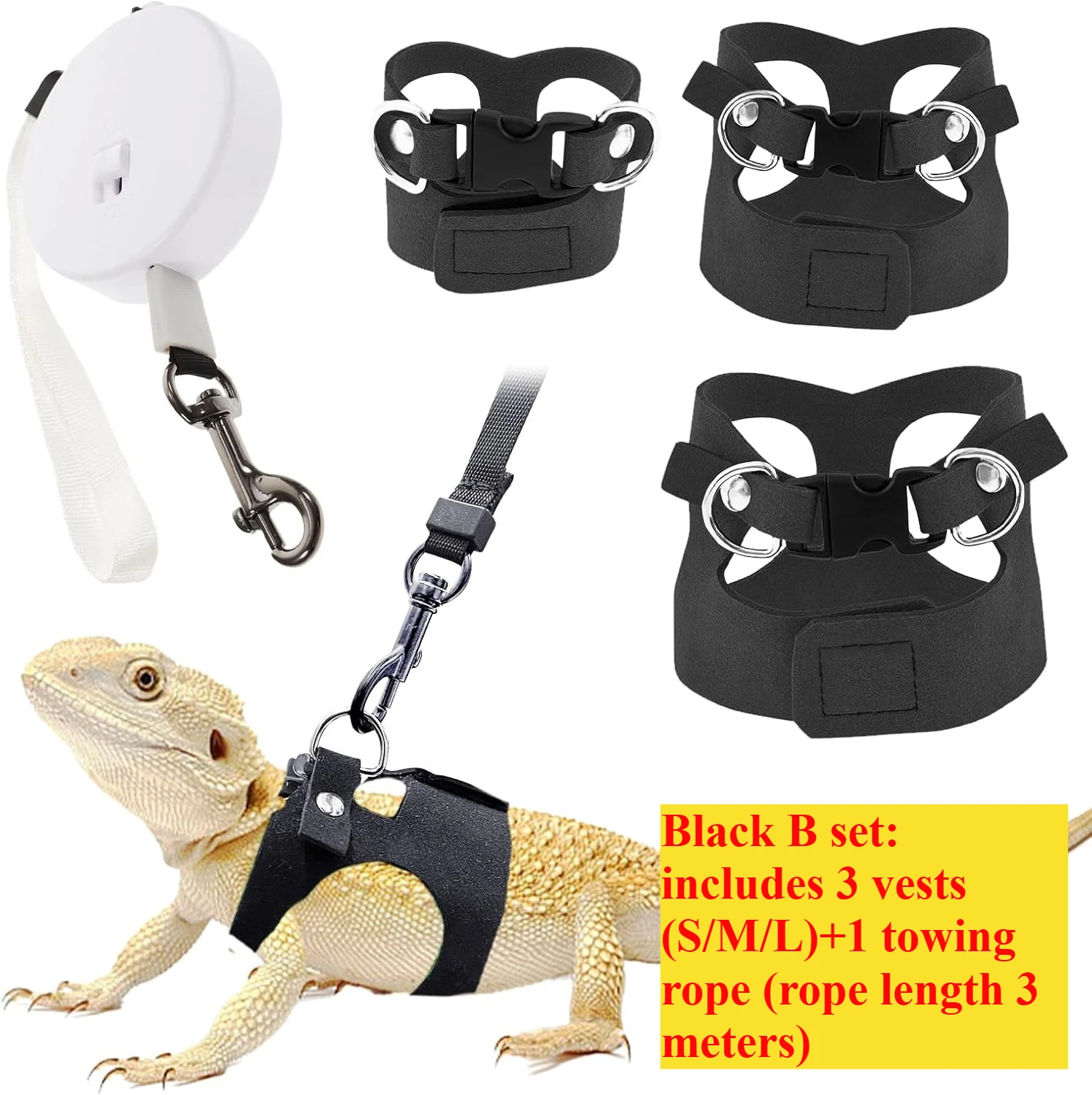 Bearded Dragon Harness and Leash Set, 3 Size Adjustable Soft Leather Reptile Leash, Lizard Harness with Retractable - Image 12