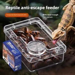 【E】Pet Reptile Lizard Turtle Transparent Feeder Anti-escape Food Bowl Worm Live Container Reptile Pet Bowls Feeder Pet Supplies