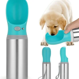 Stainless Steel Leak-Proof Dog Water Bottle, 14 OZ Portable Pet Travel Dispenser for Hiking and Outdoor