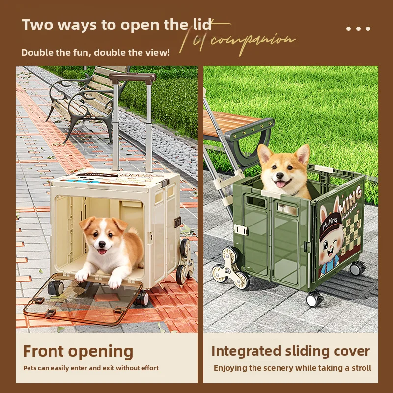 Pet suitcase, transparent foldable aviation case, portable large capacity dog bag for dogs to go out, cat teddy cat bag - Image 2