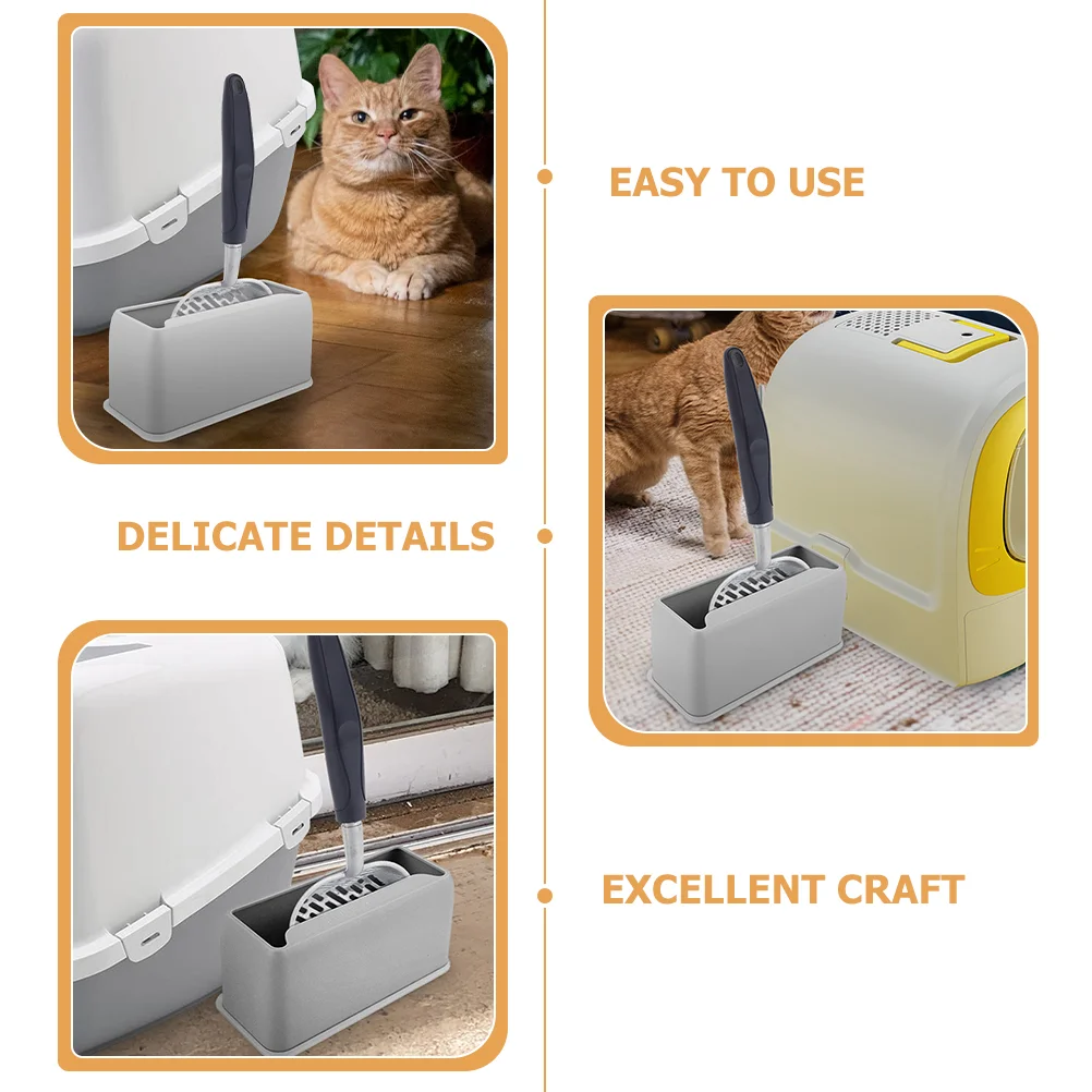 Cat Litter Shovel Storage Rack Container Garbage Can Holders Sand Sifter Plastic - Image 3