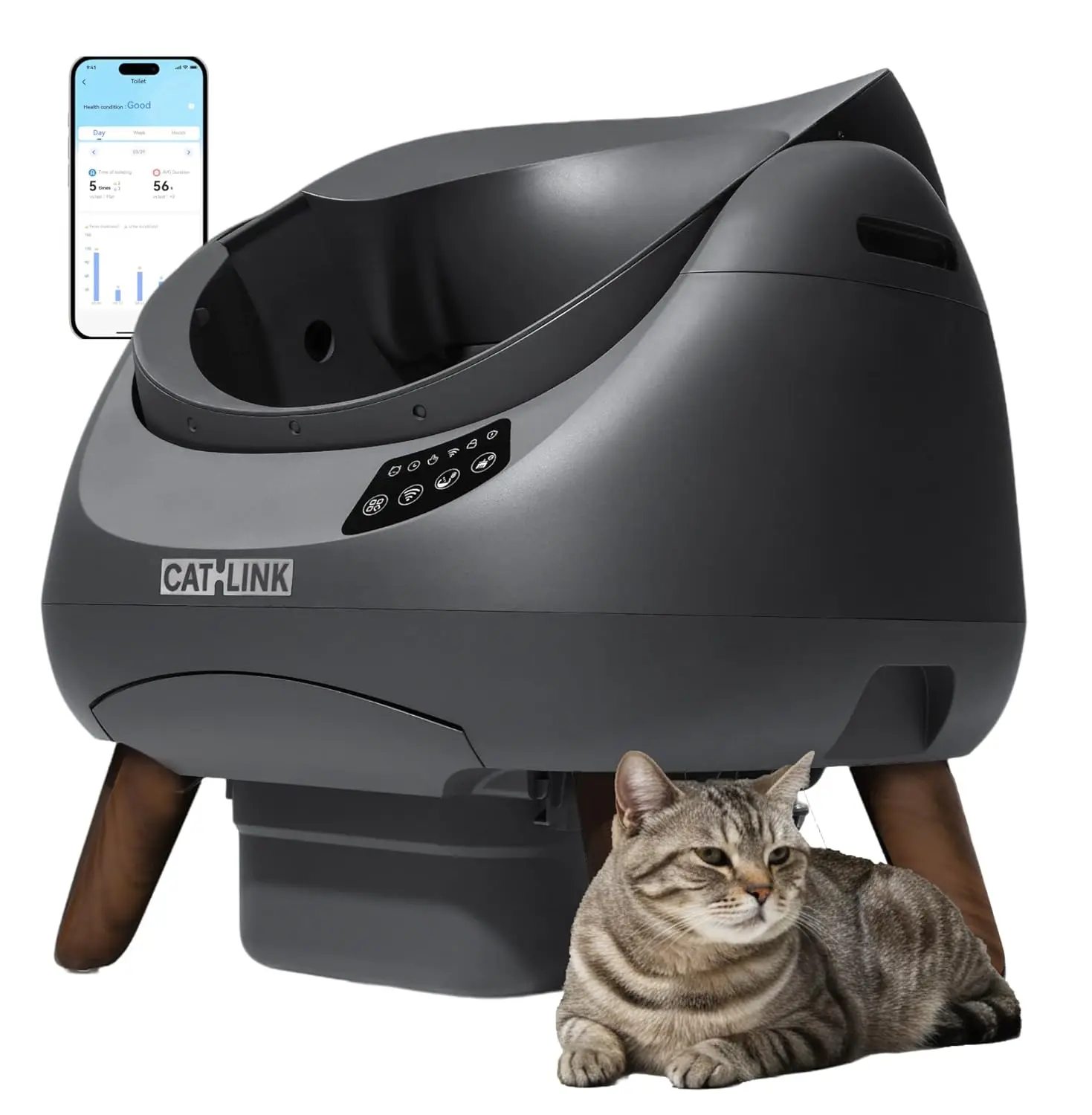 Open-X Automatic Litter Box 5G & 2.4G WiFi, Self Cleaning Cat Litter Box for Single-Cat Household, Health Monitor,, Customized