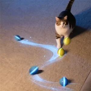 Silent Automatic Rolling Electric Smart Ball LED Light USB Cat Toys Cat Teaser Pet