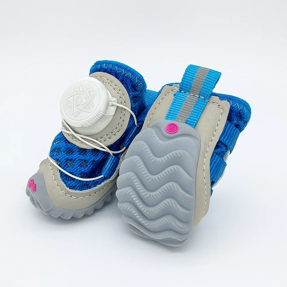 4pcs/set Regulable Breathable Dog Mesh Shoes Reflective Anti-slip Pet Boots Thin Adjustable Dog Sneakers Outdoor Walking - Image 10