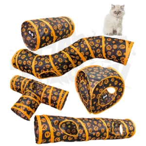 Halloween Pumpkin Cat Play Tunnel Foldable Pet Animal Tunnels with Crinkle Playing Toy for Cats Cat Tunnel Toys