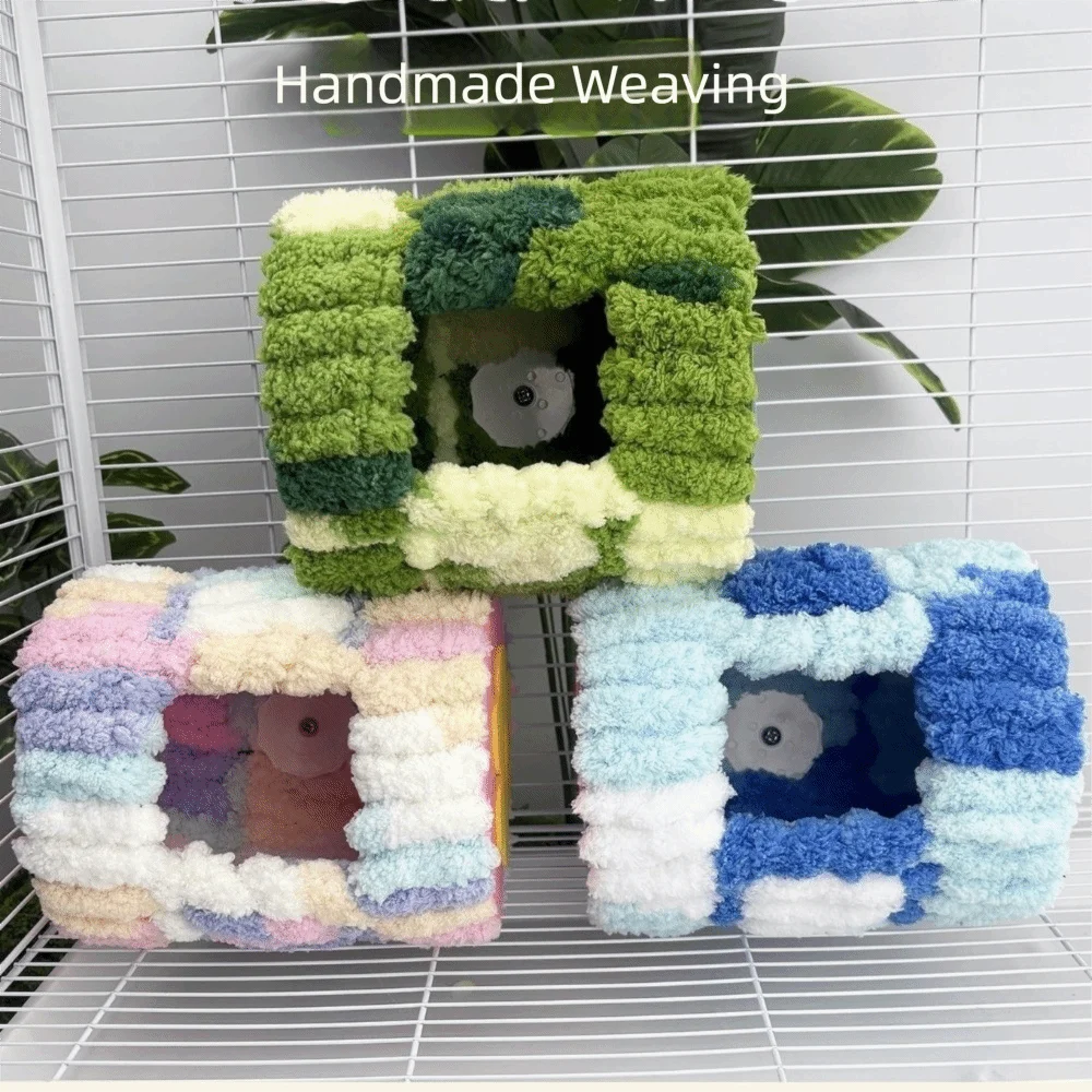 Thickened Warm Parrot Nest Cylinder Design Flannel Winter Bird Bed Colorful with Pads Hanging Hammock - Image 4