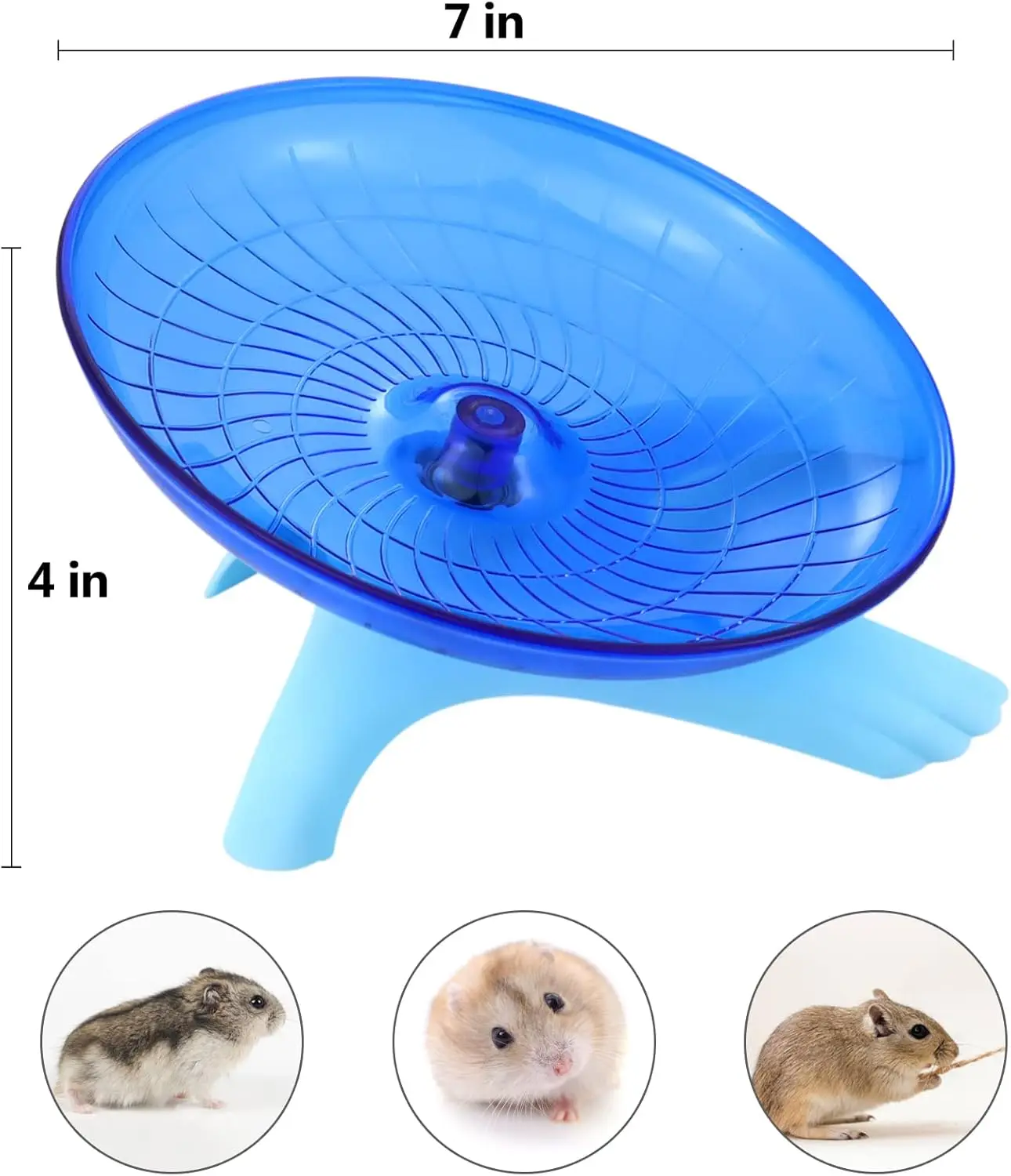 Blue Silent Hamster Exercise Wheel – 7 Inch Quiet Spinner Running Disc for Dwarf Hamster, Gerbil, Rat, Hermit Crab - Image 2