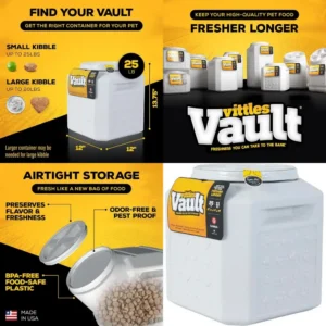 Vittles Vault Pet Food Storage Containers - Sealed Dog and Cat Food Storage Container, Fits up to 25lbs, Made in the USA - [12"L