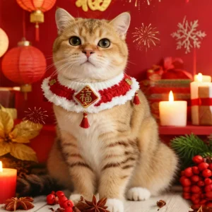 Pet Knitted Scarf for Cat Dog Cartoon Handmade Yarn New Year Festival Costume Collar New Warm Soft Winter Pet Clothing Accessory