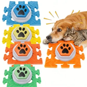 Dog Squeak Toy with Pads 4pcs Hexagonal Footprint Button Pet Toy Can Record for 30 Seconds For pet Communication Pet Toy