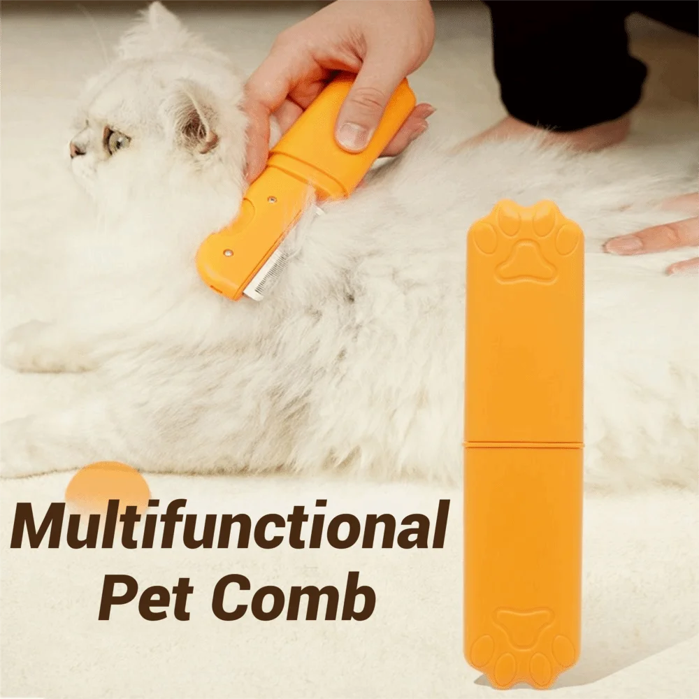 Self Cleaning Pet Hair Removal Comb Foldable Messy-Free Pet Flea Needle Comb Fine Tooth Plastic Cat Floating Hair Comb - Image 2