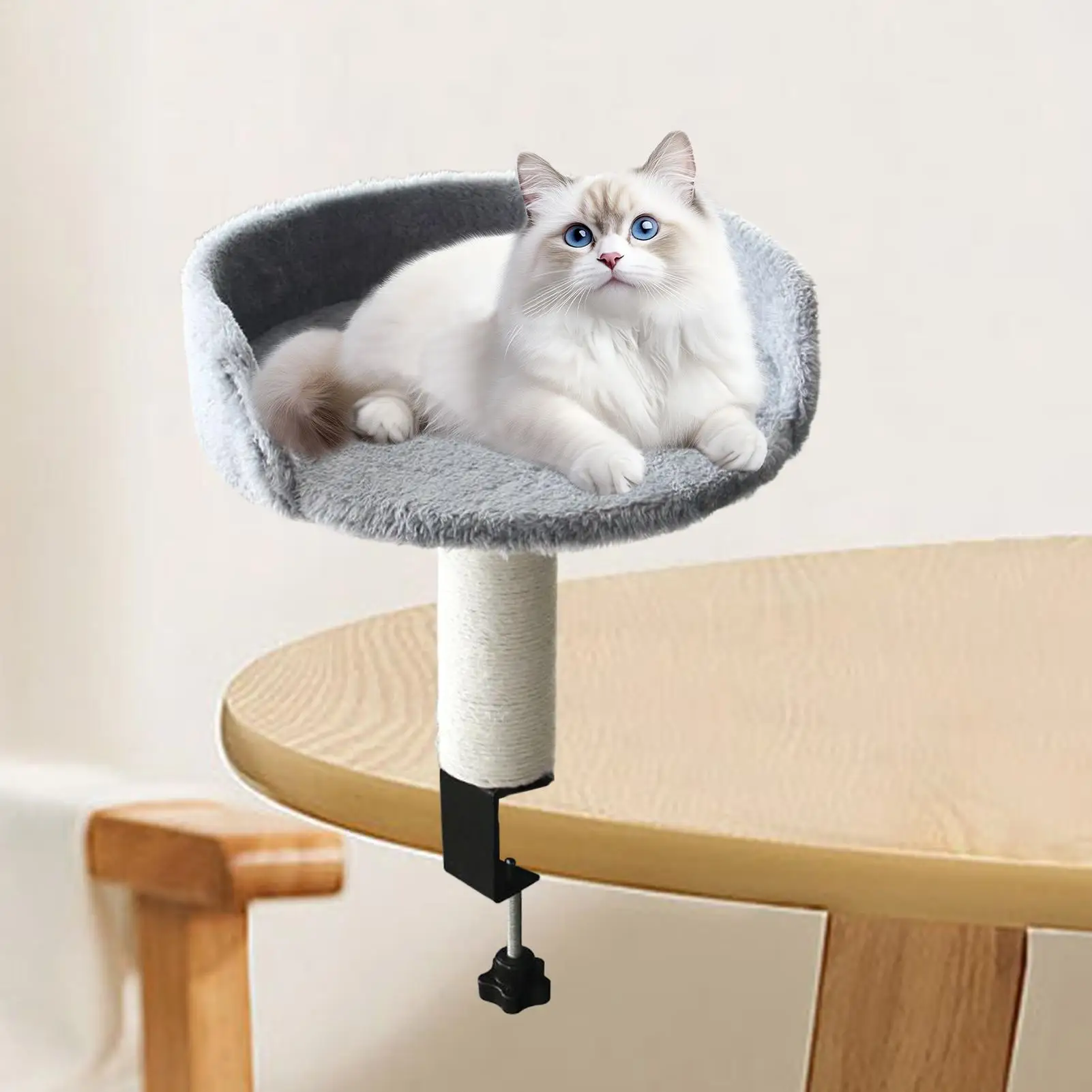 Cat Desk Perch Adjustable Desktop Floating Cat Bed Rotation Desk Clamp Kitten Bed Space-Saving Cat Hammock Perch For Table