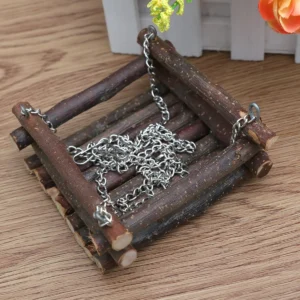 Natural Wood Hamster Hanging Bed Light Weight Simple Design Easy to Store Clean Multi Use As Swing Or Bed for Small Pets Animal