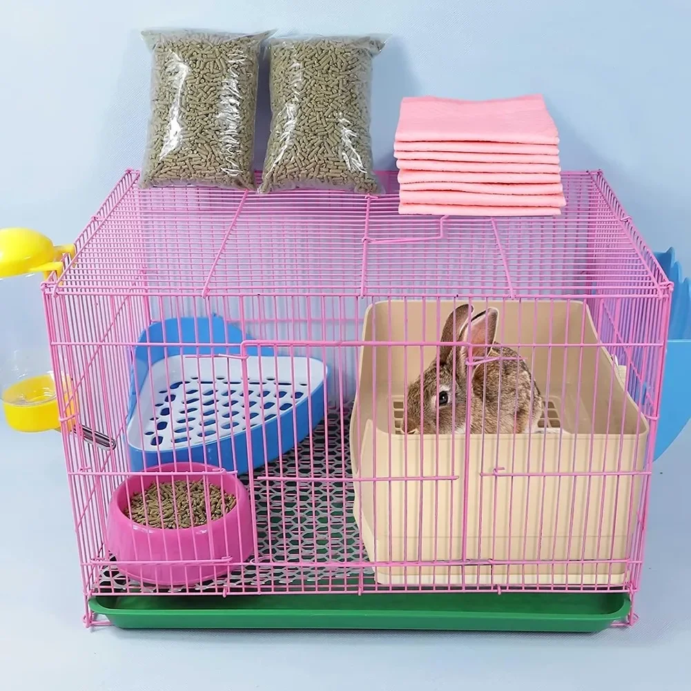 Extra Large Rabbit Litter Box Bunny Toilet with Drawer 50 Pet Toilet Film 25 Toilet Training Pad Cleaning Set Small Pet Box Pan - Image 2
