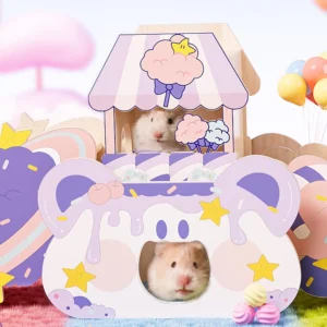 Hamster Houses and Hideouts - Wooden Hamster Hideouts Multiple Entrances Single Room Shelter Small Animal Habitat Cage