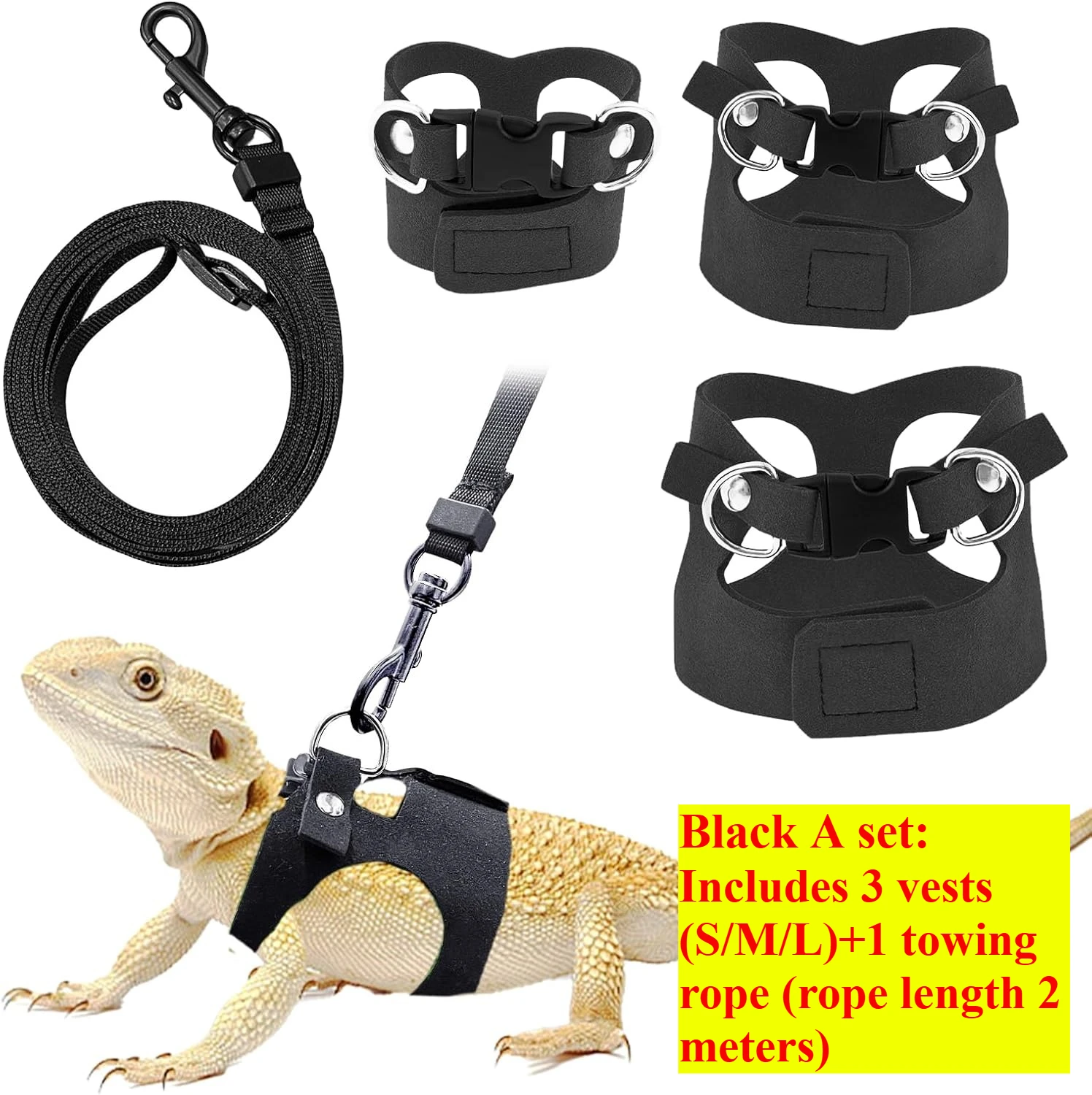 Bearded Dragon Harness and Leash Set, 3 Size Adjustable Soft Leather Reptile Leash, Lizard Harness with Retractable - Image 10
