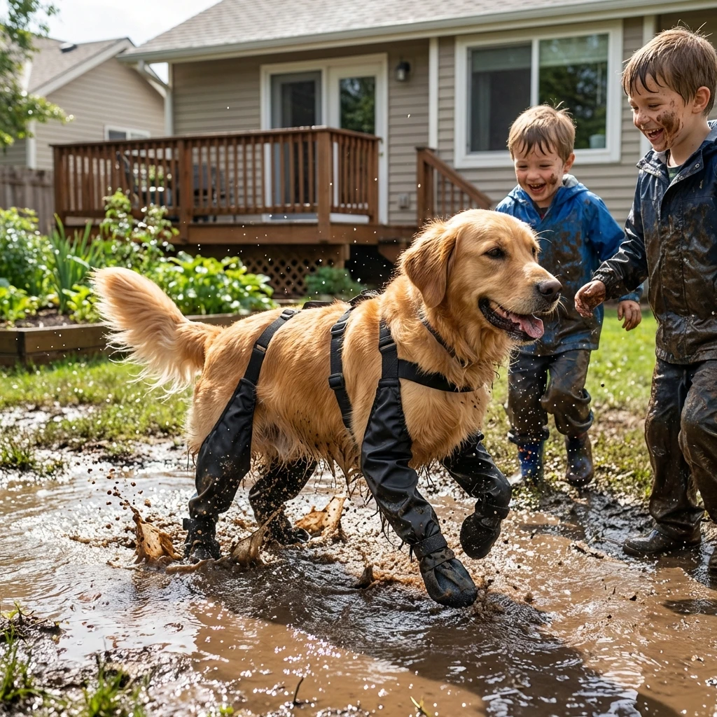 Full-Coverage Dog Anti-Slip Rain Boots Waterproof & Wear-Resistant Paw Protectors for Medium & Large Dogs in Rainy Days - Image 5