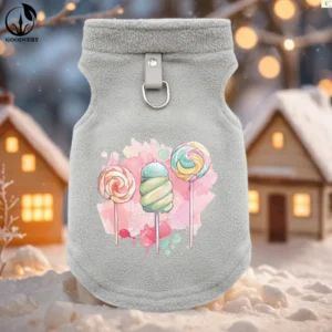 Cartoon Lollipop Print Winter Soft Fleece Apparel for Pets, Fashionable and Comfortable Cat Sweater for Small Pets Breeds