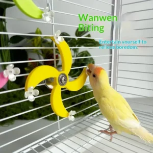 Interactive Rotating Windmill Parrot Relieve Boredom Toy Bird Mental Stimulation Entertainment Gnawing Cage Accessories Toy