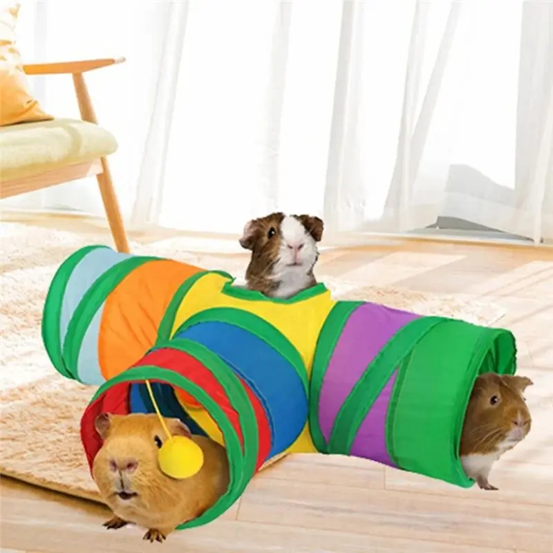 ABAH-2PCS Hamster Rat Tunnel Guinea Pig Tunnel Small Animal Hamster 3-Way Collapsible Tunnel - Image 3