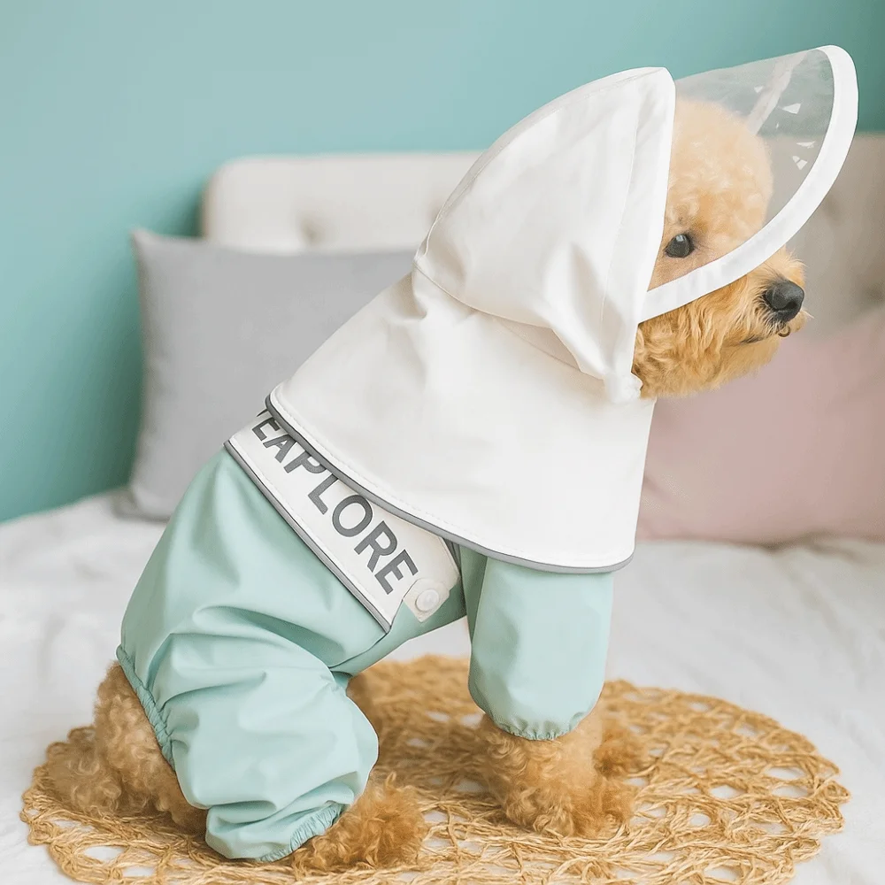 Windproof Dogs Raincoat Adjustable Straps Antifouling Dog Hooded Raincoat with D Ring Dog Rain Gear Dog Walking