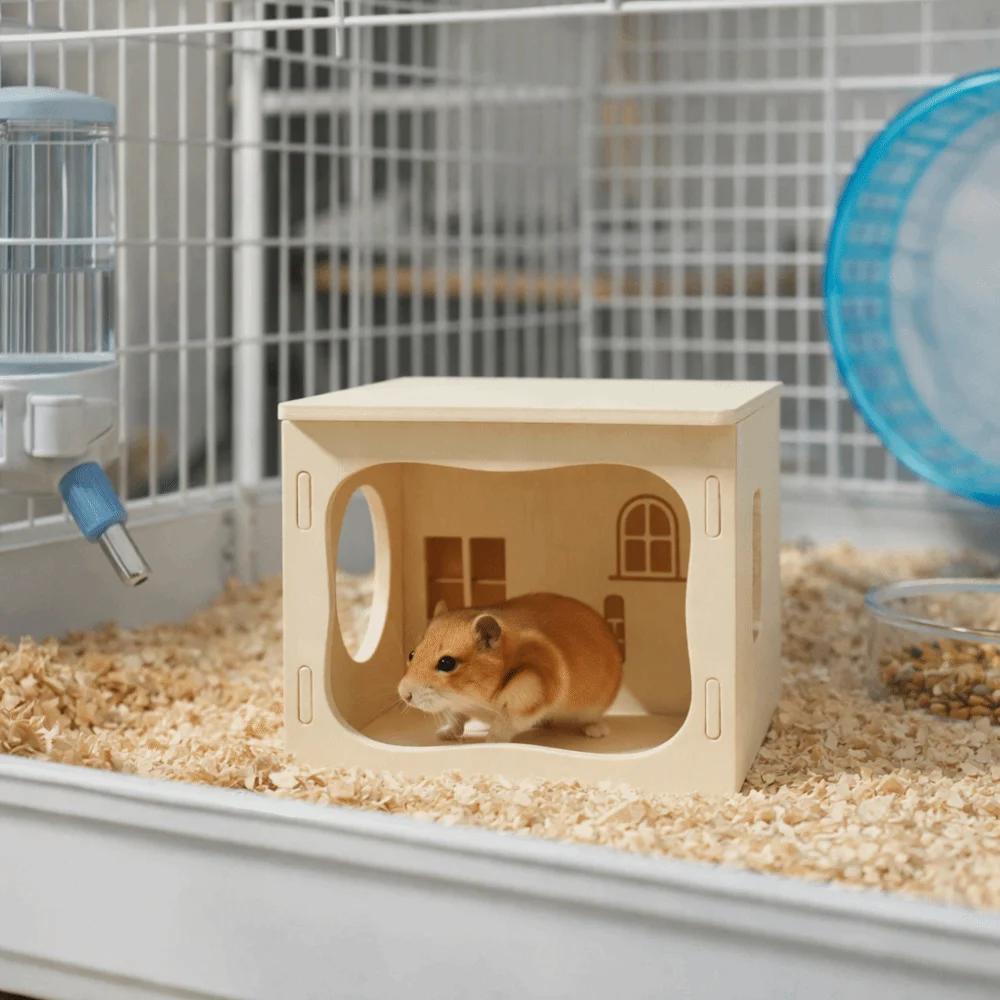 Climbing Structure Wooden Hamster House Chew-Proof Stackable Hamster Villa Detachable Hamster Wooden Hut Exercise - Image 2