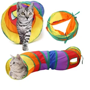 Three Ways Cat Play Tunnel Long Rainbow Foldable Drill Barrel Bending Cat Kitty Indoor Tent Kitty Training Interactive Fun Toy