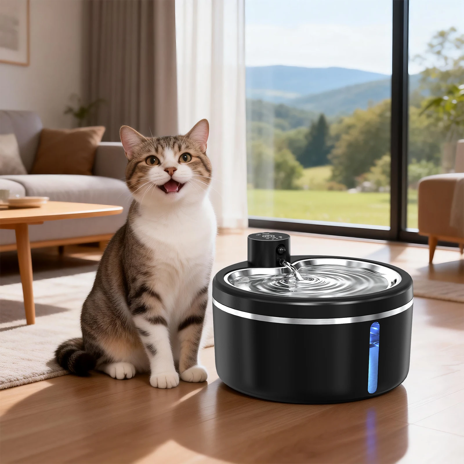 Wireless Cat Water Fountain Smart Sensor 304 Stainless Steel Automatic Circ Filtration With Level Check Mute Cats Water Drinker - Image 6