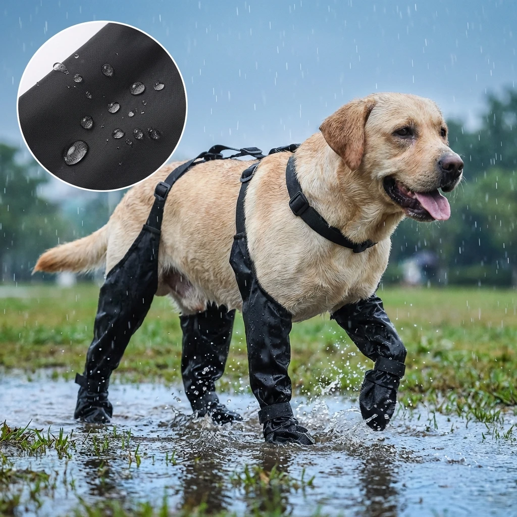 Full-Coverage Dog Anti-Slip Rain Boots Waterproof & Wear-Resistant Paw Protectors for Medium & Large Dogs in Rainy Days - Image 4