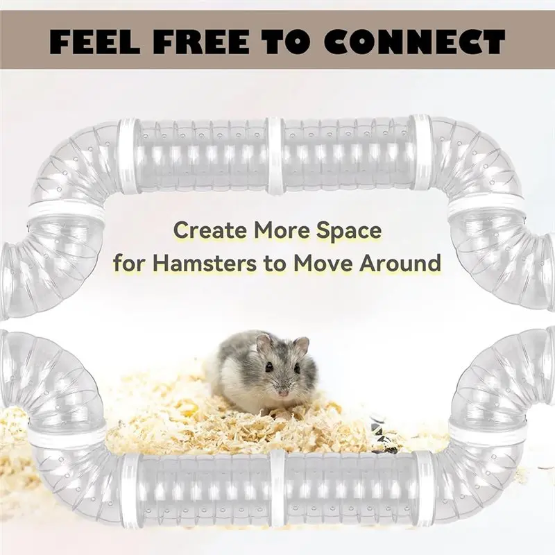 【PRICE-DROP!】Hamster Tunnel Kit 8 PCS Transparent Curved Pet Cage Tube Set For Dwarf Hamsters DIY Connection External Pipe - Image 4