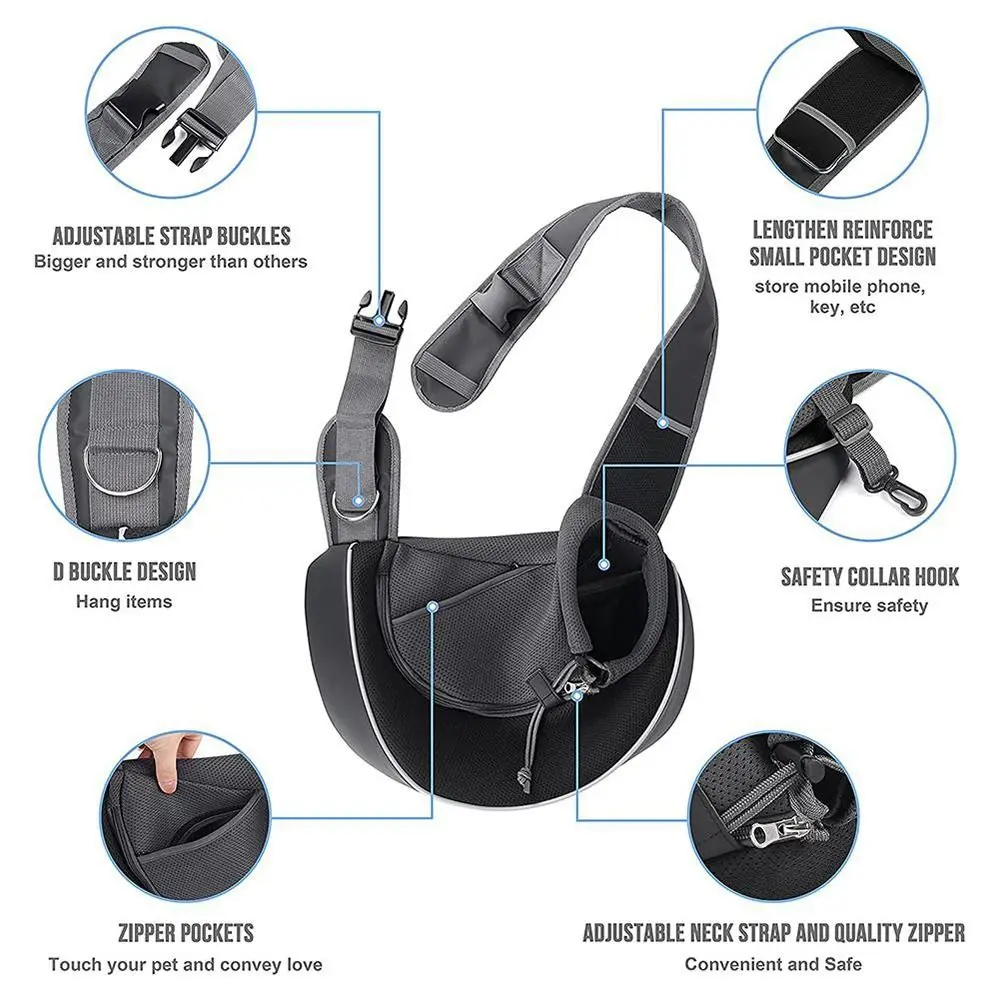 Travel Pets Products Shoulder Crossbody Bag Sling Carrier Bag Pet Strap Shoulder Bag Dog Cat Carrier Bag Pet Carrying Bag - Image 4