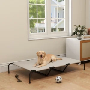 Dog Cot Cooling Pet Bed for Large Dogs - Elevated Off-Ground Design, Breathable and Chew-Resistant 600gsm Teslin Fabric