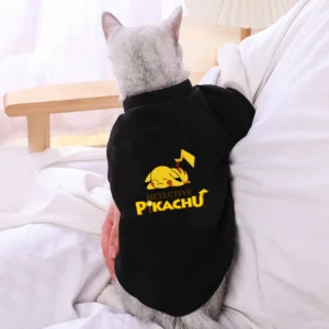 1PC  Sleeping Pikachu Printed Pet Round Neck Hoodie, Autumn/Winter Warm Thick T-shirt