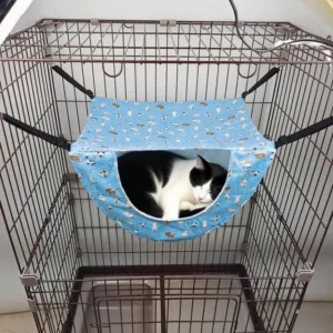 Breathable Cat Cage Hammock Adjustable Lanyard Sleeping House Kitten Swing Bed Cozy Thicken Cat Hanging Bed Small Animal