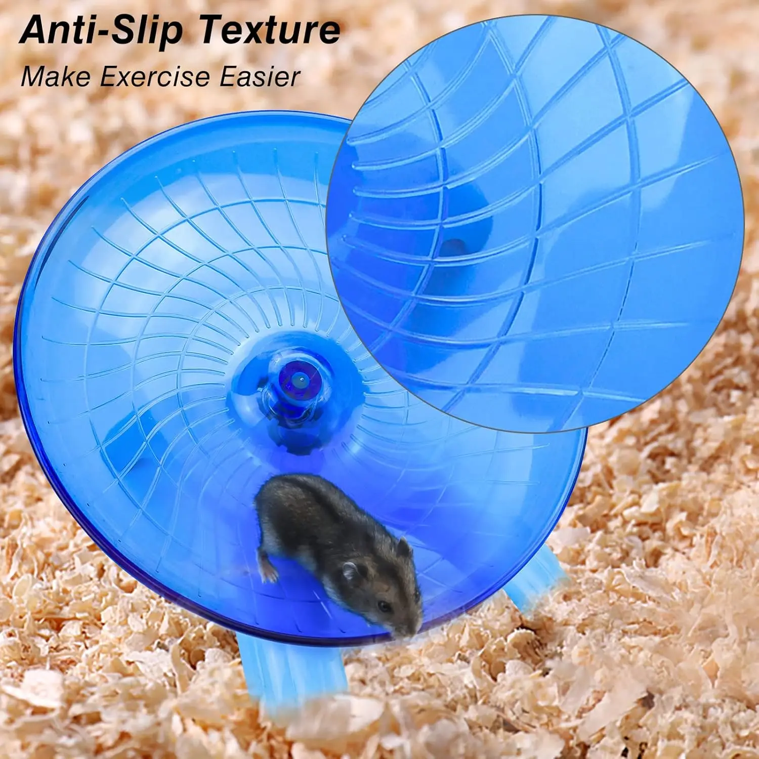 Blue Silent Hamster Exercise Wheel – 7 Inch Quiet Spinner Running Disc for Dwarf Hamster, Gerbil, Rat, Hermit Crab - Image 5