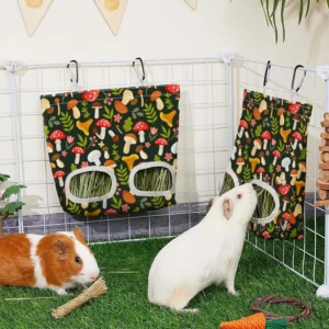 Rabbit Hay Feeder Bag Guinea Pig Hanging Hay 29.2x23cm Feeding Bag Storage Dispenser for Chinchilla Hamster Bunny Small Animal