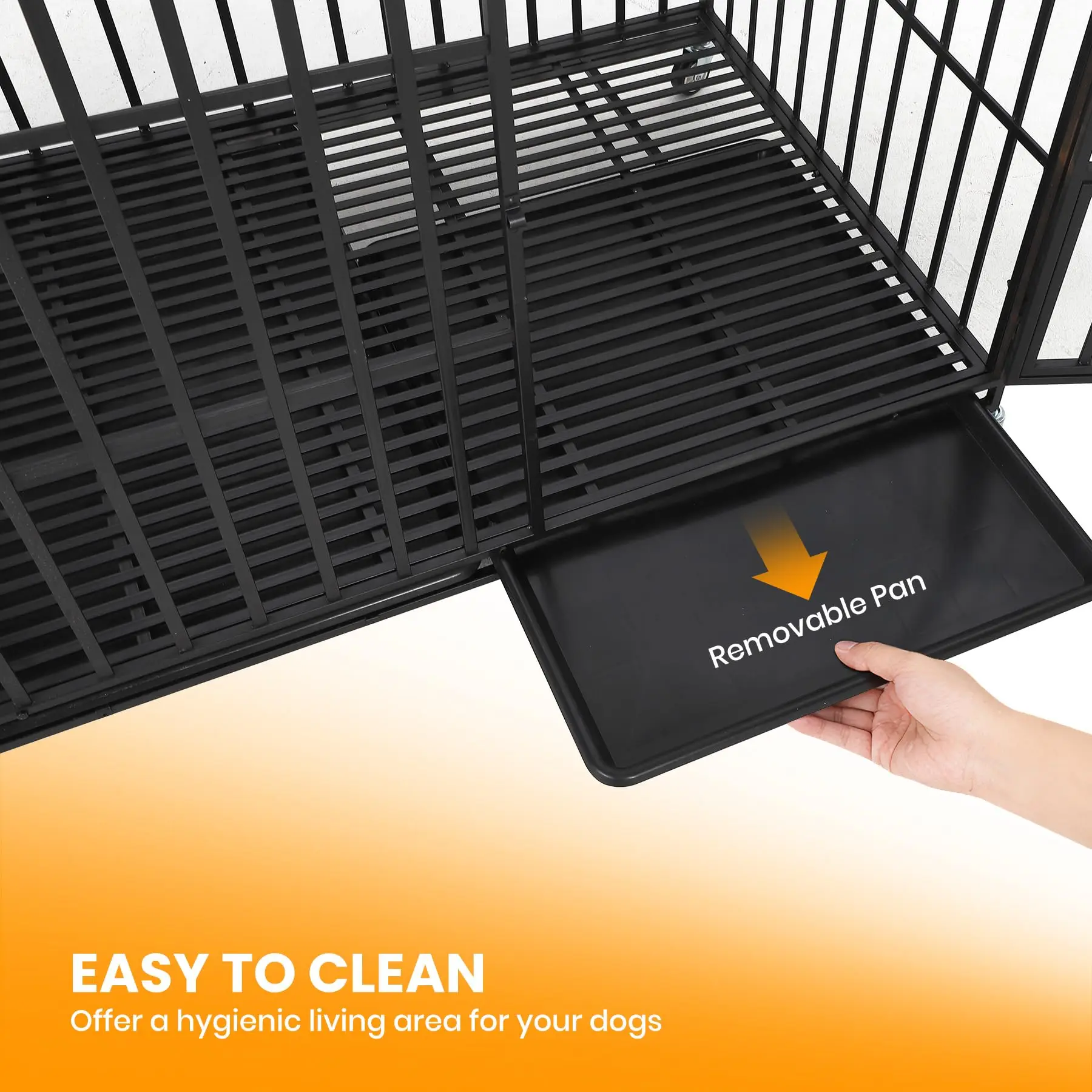 Heavy Duty Escape-Proof Metal Dog Crate Steel Kennel Dog Cage with 3 Doors, Removable Tray, Locking Wheels Medium/Large Breeds - Image 3