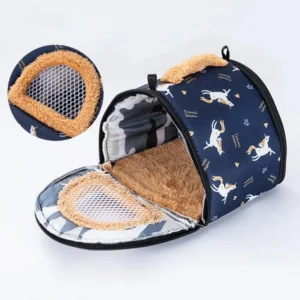 Small Pet Travel Bag Hamster Carrier Bite Resistant Printed Keep Warm Breathable Cherry Print Breathable Outdoor Hedgehog Bag
