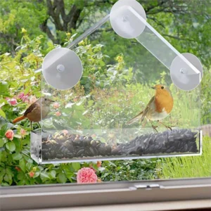 Suction Cup Acrylic Bird Feeder 1-2PCS Transparent Window Outdoor House Model Garden Hanging Bird Feeder