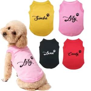 Custom Dog Cat T-Shirt Personalized Pet Clothes Soft Material Color Font Pattern DIY Fashion Tee for Small Medium Dogs Puppy Cat